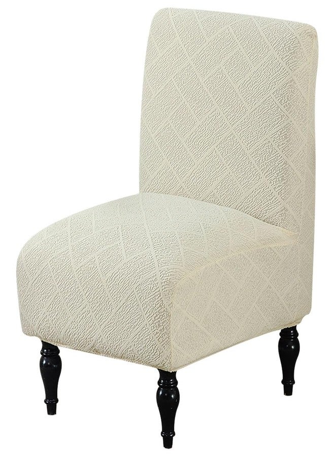 Lussenwert Armless Accent Chair Cover Stretch Slipper Chair Cover Without Arms Jacquard Armless Chair Slipcover Furniture Protector Covers for Living Room Bedroom Hotel, 1 Pack, Beige - Image 1